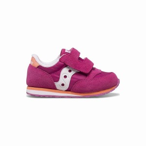 Kids' Saucony Baby Jazz Hook & Loop Sneakers Fuchsia / Coral / White | SG S52176-U57