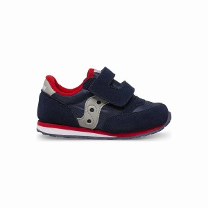 Kids' Saucony Jazz Hook & Loop Sneakers Navy / Grey / Red | SG S63190-J30