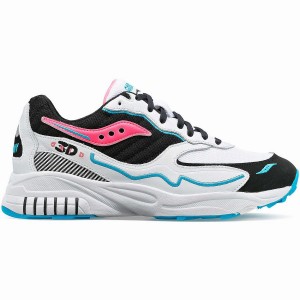 Men's Saucony 3D Grid Hurricane Sneakers White / Black / Pink | SG S49732-Q32