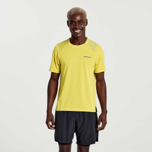 Men's Saucony Elevate Short Sleeve T Shirts Yellow | SG S75940-C02