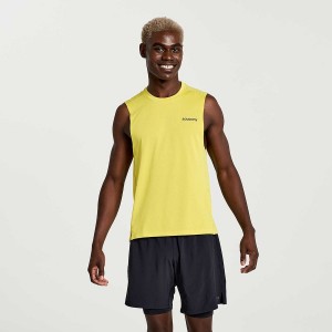 Men's Saucony Elevate Sleeveless Tank Top Yellow | SG S76918-M64