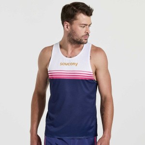 Men's Saucony Elite Singlet Tank Top Navy | SG S10298-C15