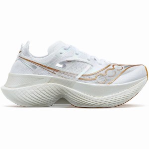 Men's Saucony Endorphin Elite Running Shoes White / Gold | SG S12397-K42