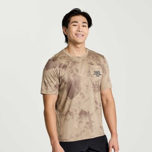 Men's Saucony Explorer Short Sleeve T Shirts Brown | SG S45139-W93