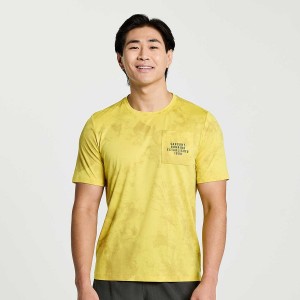 Men's Saucony Explorer Short Sleeve T Shirts Yellow | SG S38972-E03