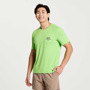 Men's Saucony Explorer Short Sleeve T Shirts Green | SG S74325-R26