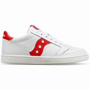 Men's Saucony Jazz Court PU Sneakers White / Red | SG S32608-Q86