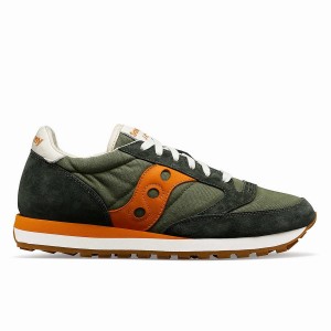 Men's Saucony Jazz Original Stonewash Sneakers Olive / Orange | SG S95648-R92