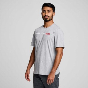 Men's Saucony New York Rested T Shirts Grey | SG S91437-P63