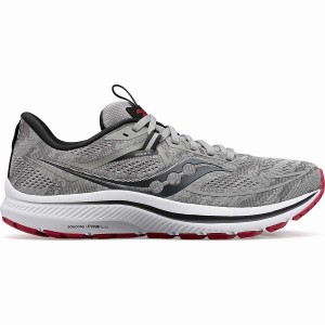 Men's Saucony Omni 21 Wide Running Shoes Grey / Dark Red | SG S04687-R13