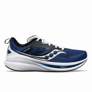 Men's Saucony Omni 22 Wide Running Shoes Bule / White | SG S40362-P90