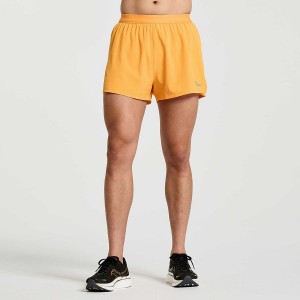 Men's Saucony Outpace 2.5" Split Shorts Yellow | SG S30871-Z26