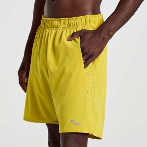 Men's Saucony Outpace 7" Shorts Yellow | SG S95431-P96