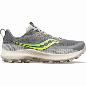 Men's Saucony Peregrine 13 Running Shoes Grey / Green | SG S15309-Y41