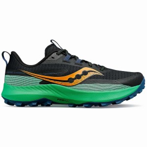 Men's Saucony Peregrine 13 Running Shoes Black / Green | SG S30892-X48