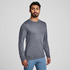 Men's Saucony Peregrine Merino Long Sleeve T Shirts Blue | SG S62470-J42