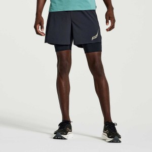 Men's Saucony Pinnacle 2-in-1 Shorts Black | SG S46793-X56