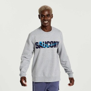 Men's Saucony Rested Crewneck Sweatshirt Light Grey | SG S20896-B48