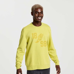 Men's Saucony Rested Crewneck Sweatshirt Yellow | SG S70328-N83