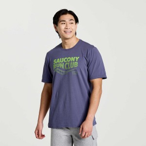 Men's Saucony Rested T Shirts Blue | SG S60354-R84