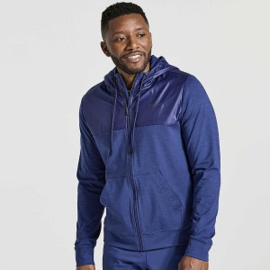 Men's Saucony Solstice Zip Hoody Tops Navy | SG S16285-Z34