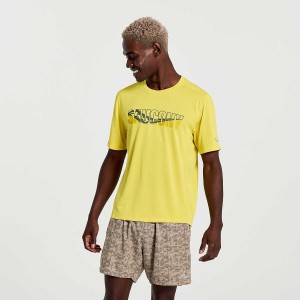 Men's Saucony Stopwatch Graphic Short Sleeve T Shirts Yellow | SG S03789-W86