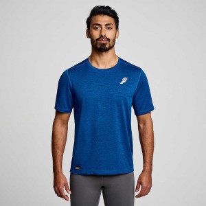 Men's Saucony Stopwatch Graphic Short Sleeve T Shirts Indigo | SG S65874-R70