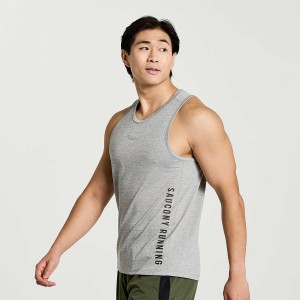 Men's Saucony Stopwatch Graphic Singlet Tank Top Light Grey | SG S34520-J58