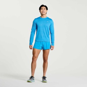 Men's Saucony Stopwatch Long Sleeve T Shirts AZURE | SG S37468-X96