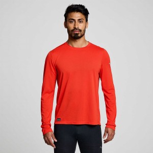 Men's Saucony Stopwatch Long Sleeve T Shirts Red | SG S40216-S58