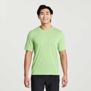 Men's Saucony Stopwatch Short Sleeve T Shirts Green | SG S52398-Q96