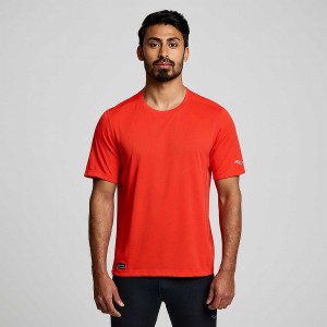 Men's Saucony Stopwatch Short Sleeve T Shirts Red | SG S51963-W16