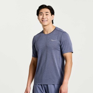 Men's Saucony Stopwatch Short Sleeve T Shirts Blue | SG S74309-E13