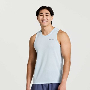 Men's Saucony Stopwatch Singlet Tank Top Blue | SG S93058-J04