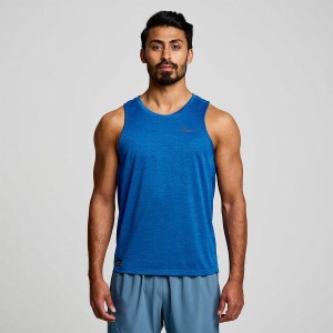 Men's Saucony Stopwatch Singlet Tank Top Blue | SG S65132-K38