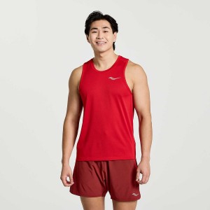 Men's Saucony Stopwatch Singlet Tank Top Red | SG S41325-W31