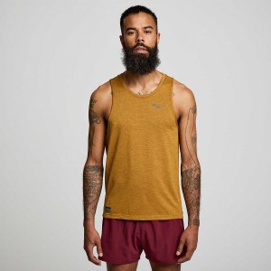 Men's Saucony Stopwatch Singlet Tank Top Brown | SG S92730-R08