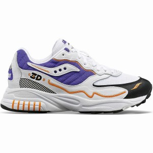 Women's Saucony 3D Grid Hurricane Sneakers White / Purple | SG S03978-H54