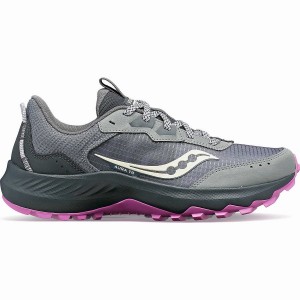 Women's Saucony Aura TR Trail Running Shoes Grey / Purple | SG S82365-B15