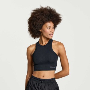 Women's Saucony Elevate Crop Tops Black | SG S28715-S79