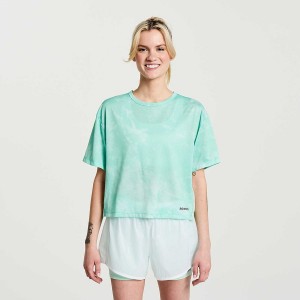 Women's Saucony Elevate Short Sleeve T Shirts Turquoise | SG S81250-U67