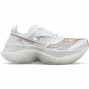 Women's Saucony Endorphin Elite Running Shoes White / Gold | SG S37415-K86