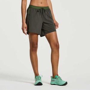 Women's Saucony Explorer Utility 6" Shorts Dark Green | SG S15240-M74