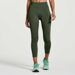 Women's Saucony Explorer Utility Crop Tight Dark Green | SG S10426-B61