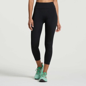 Women's Saucony Explorer Utility Crop Tight Black | SG S26983-N20