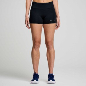 Women's Saucony Fortify 3" Hot Shorts Black | SG S39601-T35