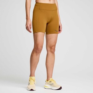 Women's Saucony Fortify 6" Shorts Brown | SG S10289-X14