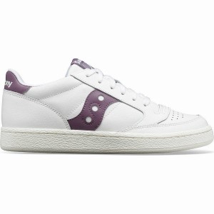 Women's Saucony Jazz Court PU Sneakers White / Purple | SG S83260-T10