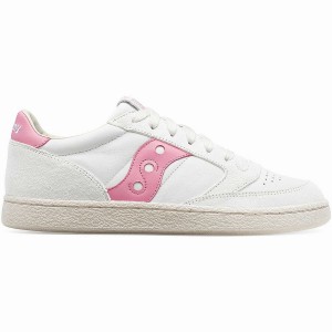 Women's Saucony Jazz Court Premium Sneakers White / Pink | SG S74610-K59