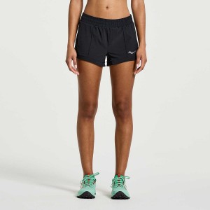 Women's Saucony Outpace 2.5" Split Shorts Black | SG S69840-A96